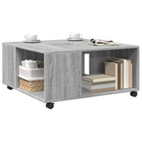 Sonoma grauer Couchtisch 80x80x40 cm, Holzwerkstoff