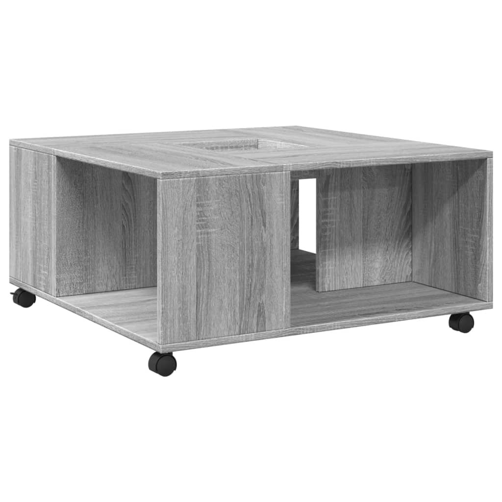 Sonoma grauer Couchtisch 80x80x40 cm, Holzwerkstoff