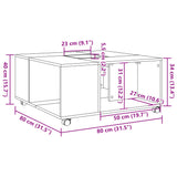 Sonoma grauer Couchtisch 80x80x40 cm, Holzwerkstoff