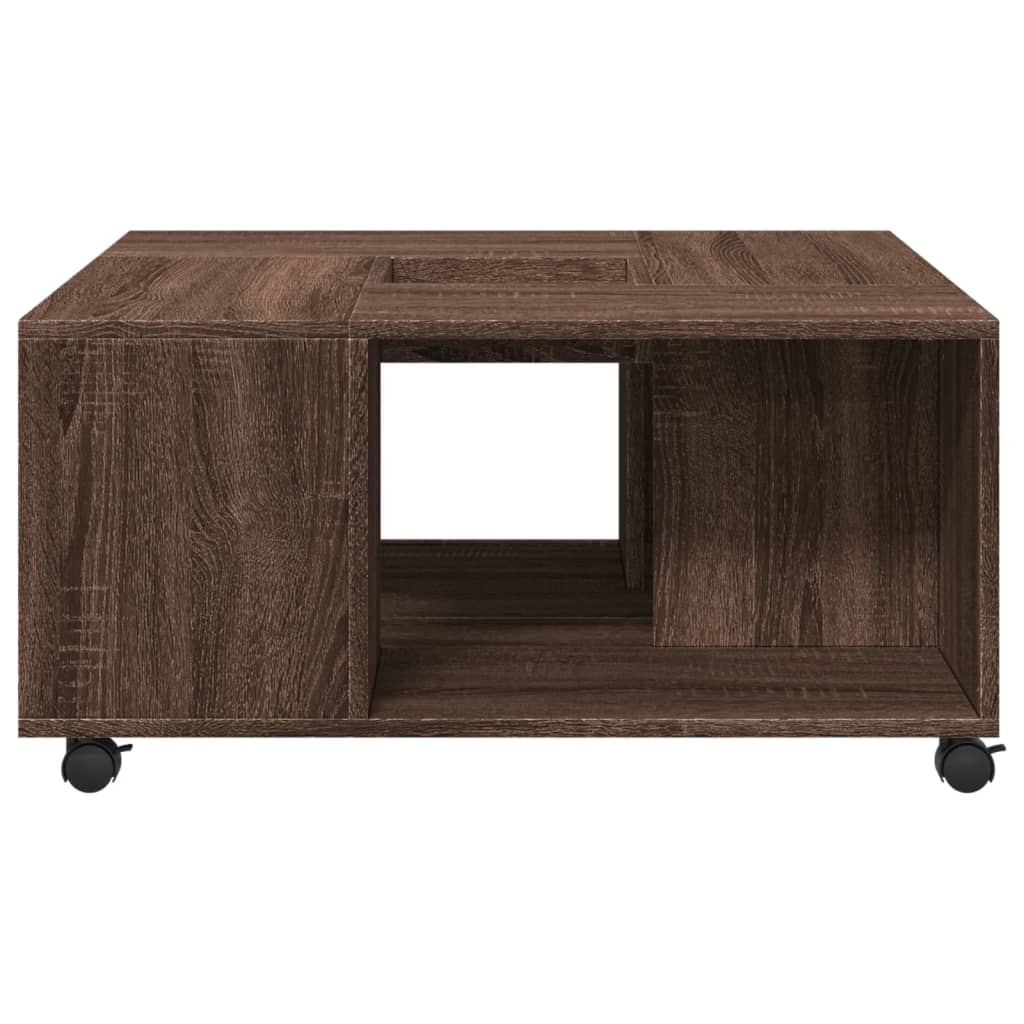 Table basse chêne marron 80x80x40 cm bois d'ingénierie