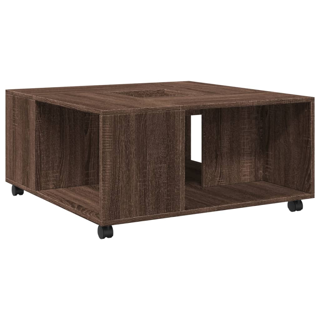 Table basse chêne marron 80x80x40 cm bois d'ingénierie