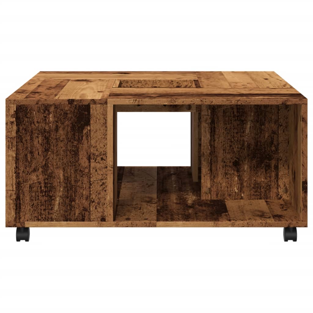 Table basse vieux bois 80x80x40 cm bois d'ingénierie