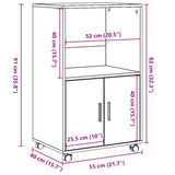 Armoire à roulettes blanc 55x40x91 cm bois d’ingénierie