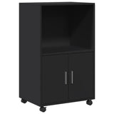 Black rolling cabinet 55x40x91 cm engineered wood