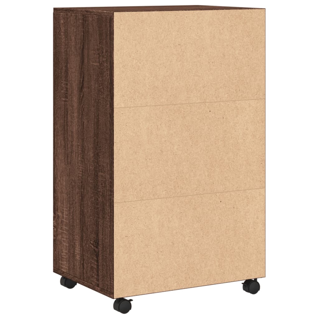 Rollschrank aus brauner Eiche, 55 x 40 x 91 cm, Holzwerkstoff