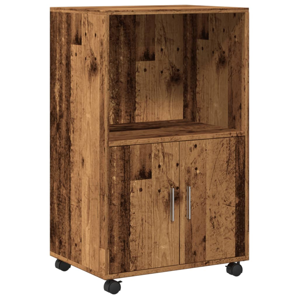 Old wood rolling cabinet 55x40x91 cm engineered wood