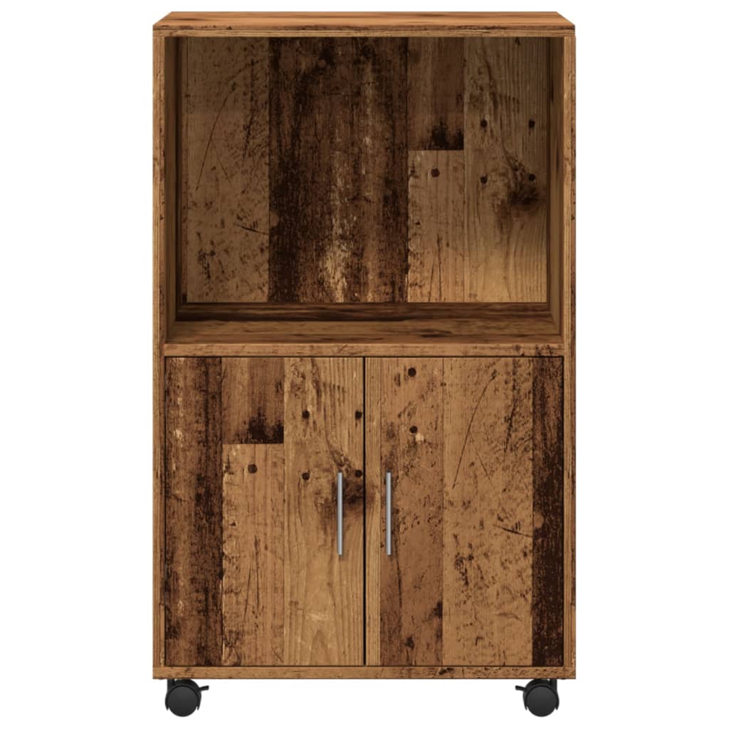 Old wood rolling cabinet 55x40x91 cm engineered wood