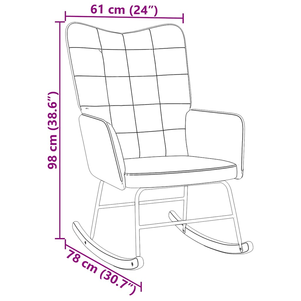 Chaise à bascule Gris foncé Velours