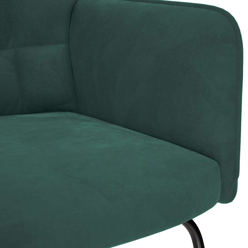 Chaise à bascule avec repose-pied vert foncé velours