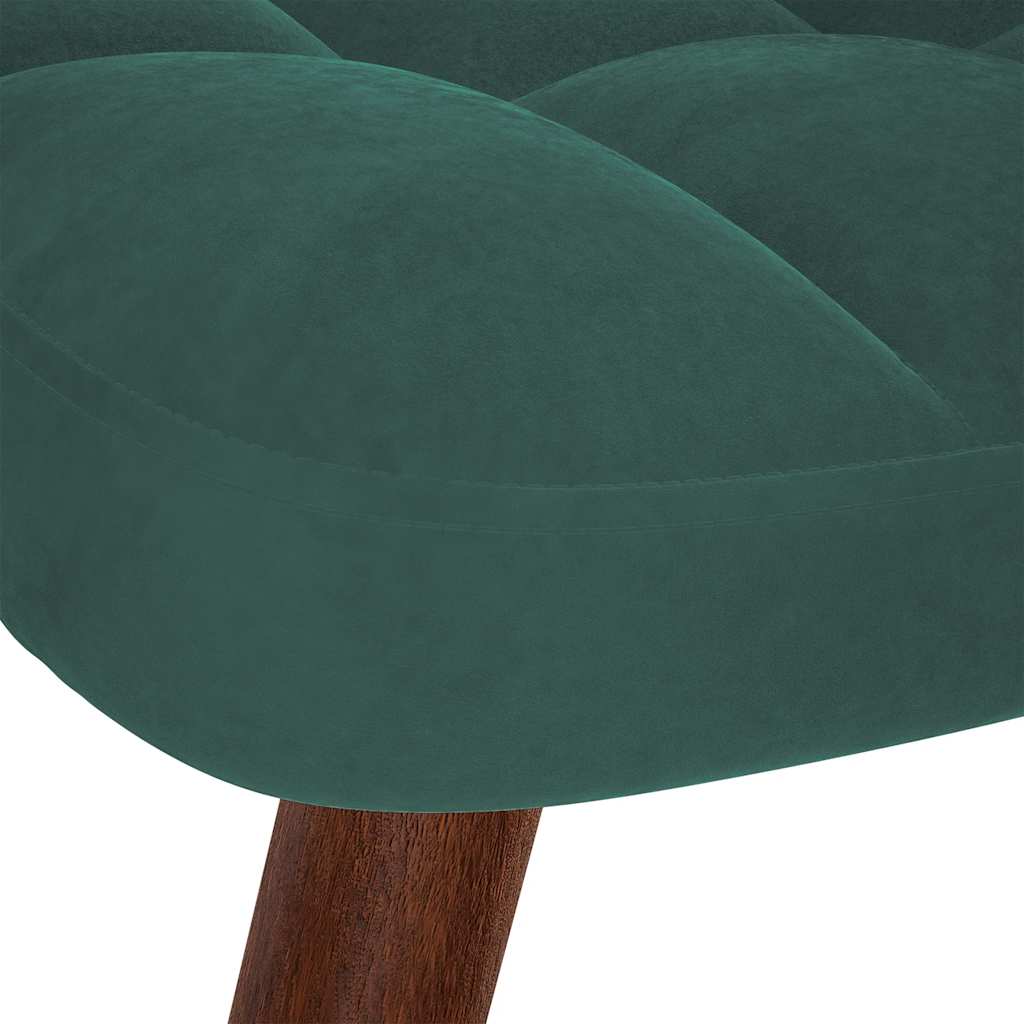 Chaise à bascule avec repose-pied vert foncé velours