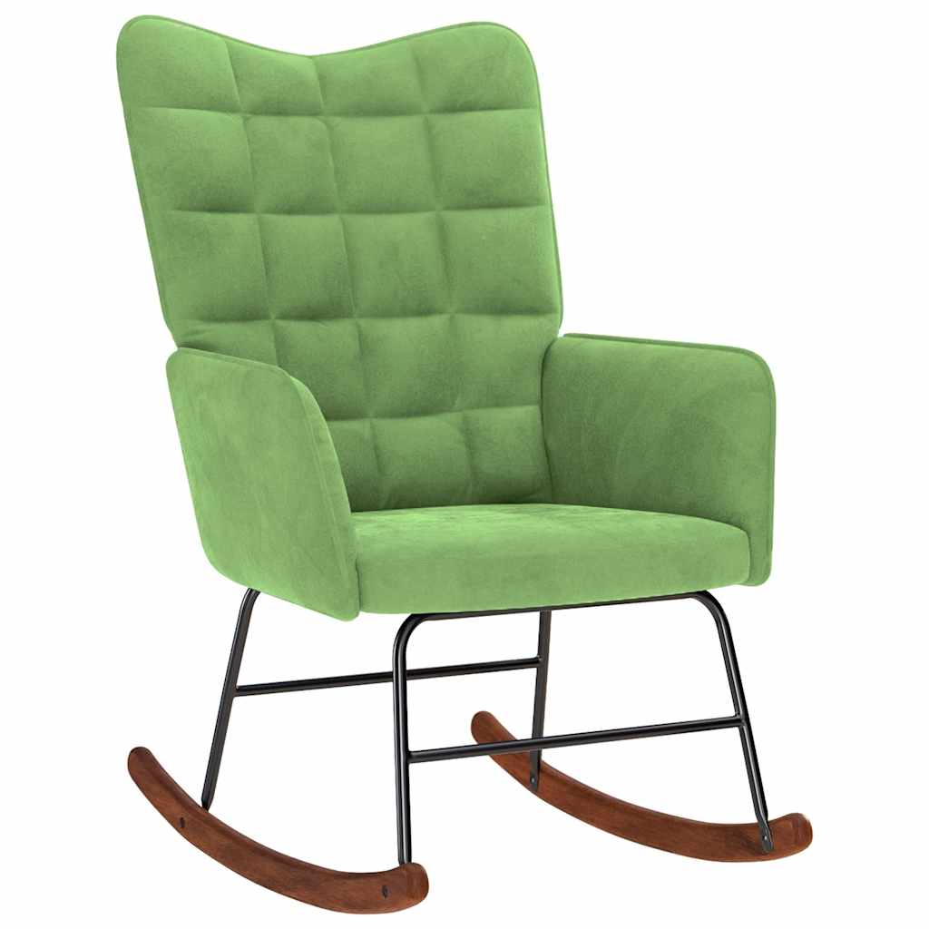 Chaise à bascule avec repose-pied vert clair velours