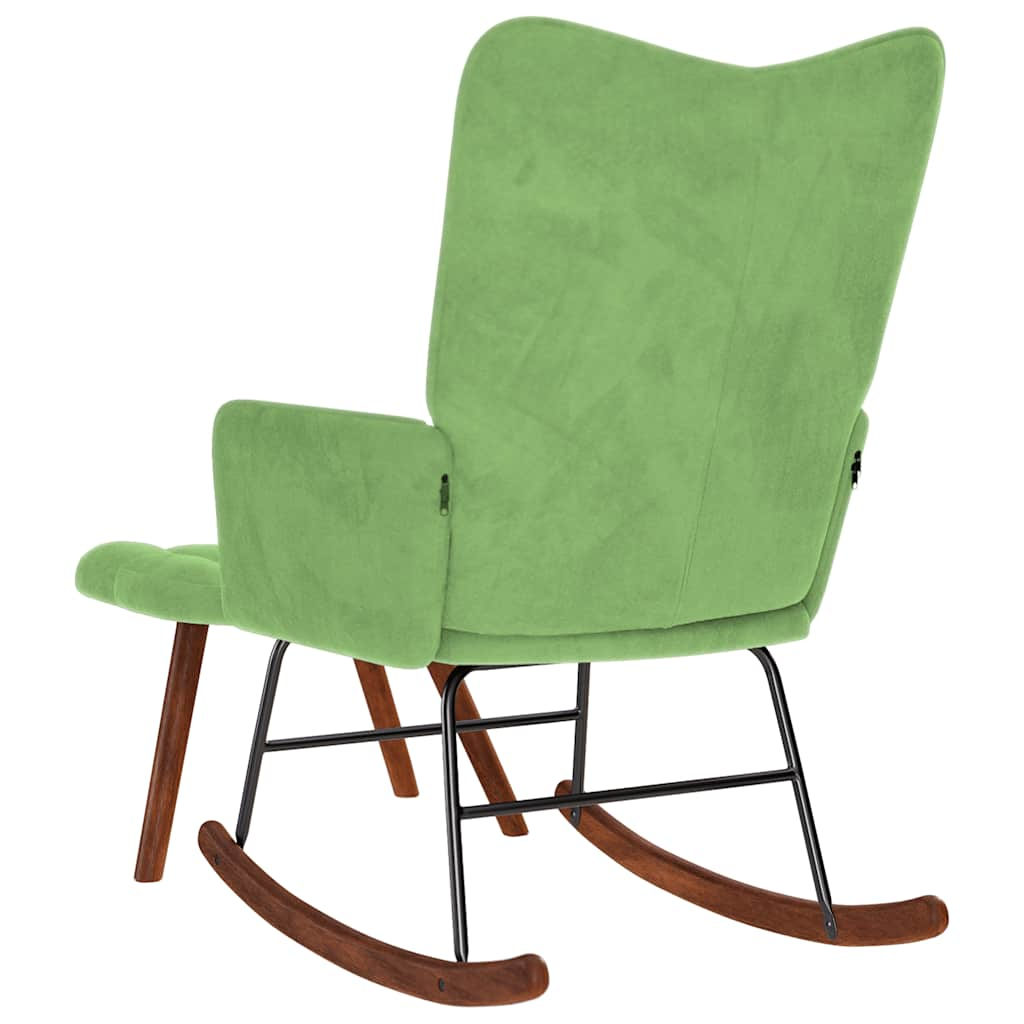 Chaise à bascule avec repose-pied vert clair velours