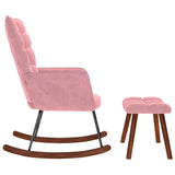 Rocking chair with footrest pink velvet