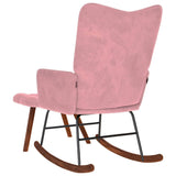 Rocking chair with footrest pink velvet