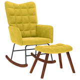 Chaise à bascule avec repose-pied jaune velours