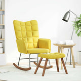 Chaise à bascule avec repose-pied jaune velours