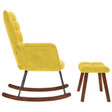 Chaise à bascule avec repose-pied jaune velours