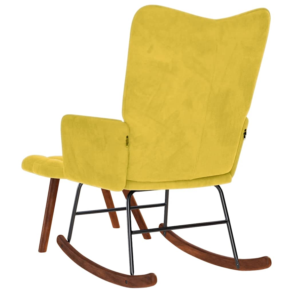 Chaise à bascule avec repose-pied jaune velours