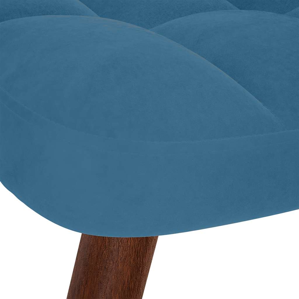 Chaise à bascule avec repose-pied bleu velours