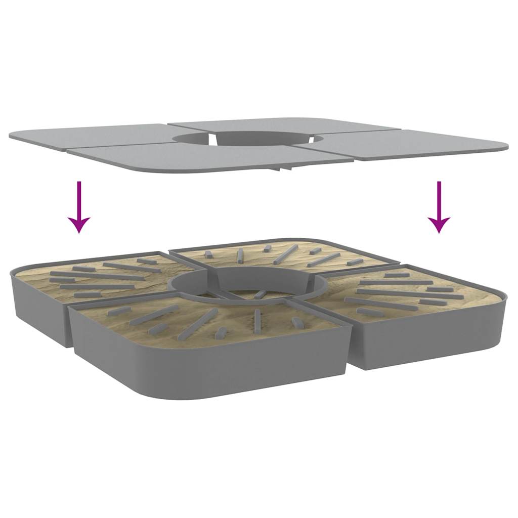 Ensemble de base de parasol pour parasols à pied croisé 4pcs PP