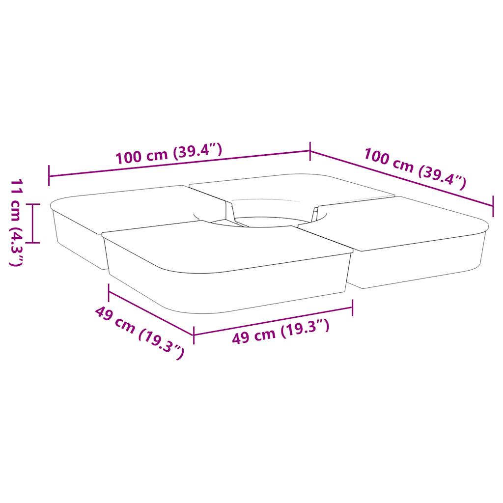 Ensemble de base de parasol pour parasols à pied croisé 4pcs PP