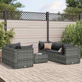 Salon de jardin 6 pcs avec coussins Gris Résine tressée