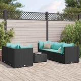 Salon de jardin 6 pcs avec coussins Noir Résine tressée