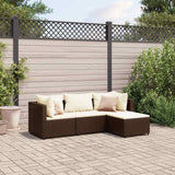 Salon de jardin 4 pcs avec coussins Marron Résine tressée