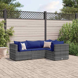 Salon de jardin 4 pcs avec coussins Gris Résine tressée