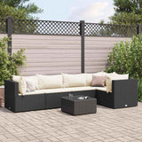 Salon de jardin 6 pcs avec coussins Noir Résine tressée