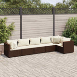 Salon de jardin 6 pcs avec coussins Marron Résine tressée