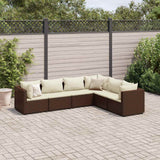 Salon de jardin 6 pcs avec coussins Marron Résine tressée