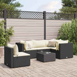 Salon de jardin 6 pcs avec coussins Noir Résine tressée