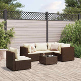 Salon de jardin 6 pcs avec coussins Marron Résine tressée