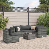 Salon de jardin 6 pcs avec coussins Gris Résine tressée