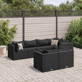 Salon de jardin 7 pcs avec coussins Noir Résine tressée