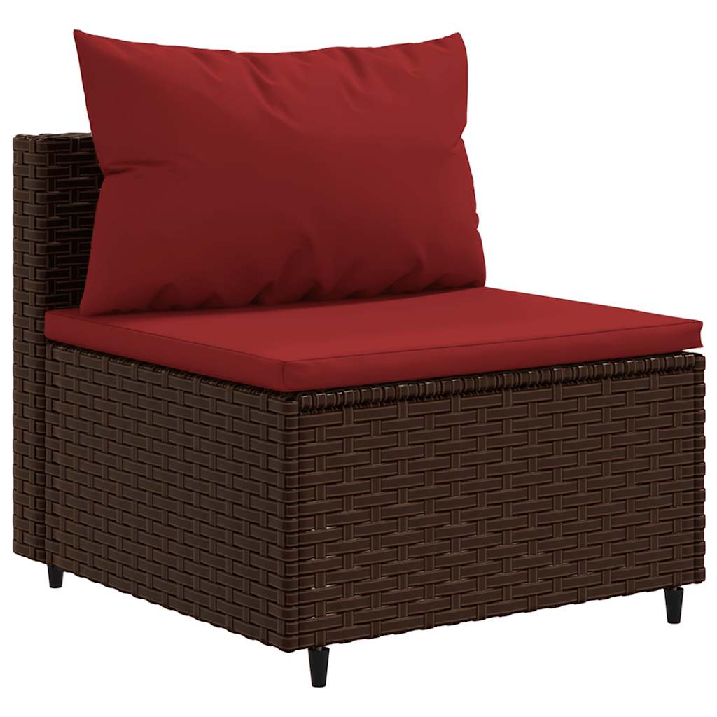 Salon de jardin avec coussins 8 pcs marron résine tressée