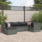 Salon de jardin 6 pcs avec coussins Gris Résine tressée