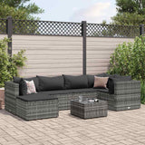 Salon de jardin 7 pcs avec coussins Gris Résine tressée