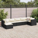 Salon de jardin 7 pcs avec coussins Noir Résine tressée