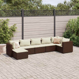 Salon de jardin avec coussins 7 pcs marron résine tressée