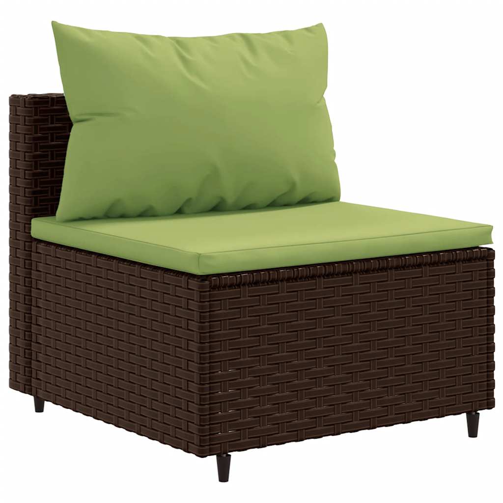 Salon de jardin avec coussins 7 pcs marron résine tressée