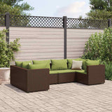 Salon de jardin 6 pcs avec coussins Marron Résine tressée