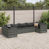 Salon de jardin 7 pcs avec coussins Gris Résine tressée