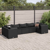 Salon de jardin 7 pcs avec coussins Noir Résine tressée