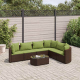 Salon de jardin avec coussins 7 pcs marron résine tressée