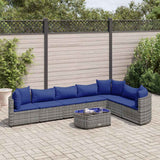 Salon de jardin 8 pcs avec coussins gris résine tressée