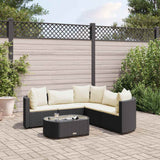 Salon de jardin 6 pcs avec coussins noir résine tressée