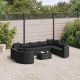 Salon de jardin 10 pcs avec coussins noir résine tressée