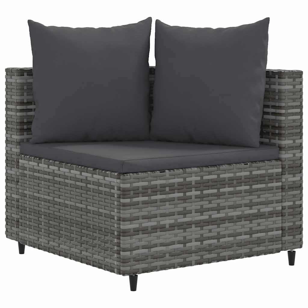 Salon de jardin avec coussins 10 pcs gris résine tressée